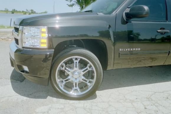 These are the new Tires and rims the wife got me they are 22 inch American Pro Comp l belive is what they are called .  She paid 900 dollars for them and locking nuts and the rubber.  they were 2 weeks old the guy that bought them decided he wanted 24's l think they are just find though .