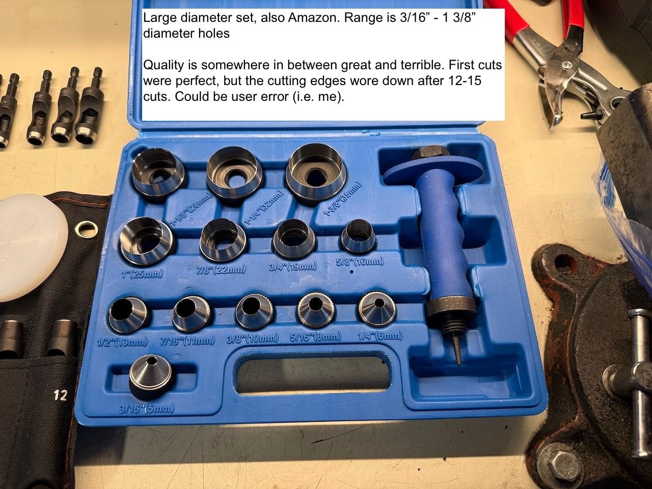 I didn't use the punch tool on the right. I just sort of placed the punch and screwed it into the foam to get a nice round hole. Later I needed the punch as the cutting edges got dull.