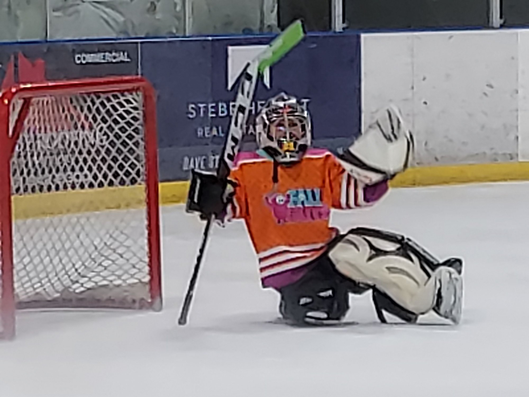 Kick save on shot from the right crease