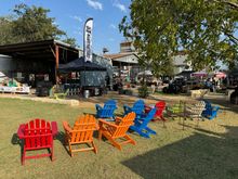 Music stage, seating, shade, and beer! 