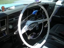 1959 Chevy Bel Air steering wheel repaired, painted white and installed