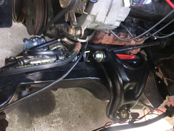 New return steering hose in - upper control arms and shims in (I skipped pulling intermediate shaft and detailing it this time around - need to get this car back together) 