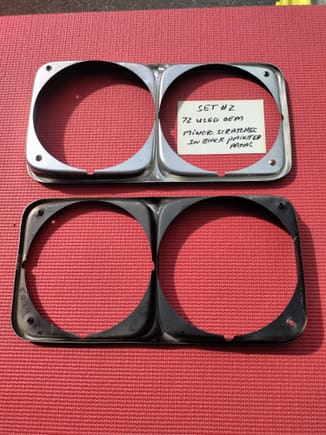 Used OEM 82 Cutlass 442 H/O headlight bezels.
These are straight but are slightly worn in black painted areas.
$50 for the pair.