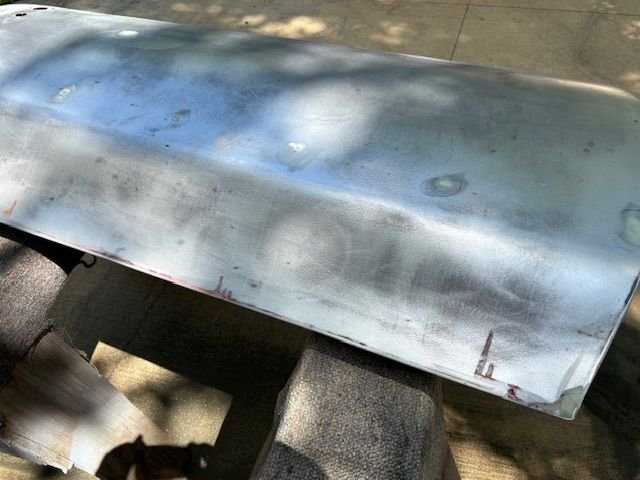 Door face after chem strip and sanding.