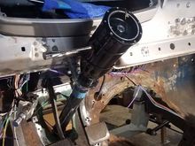 Test fitting the steering column. It needs some minor adjustments. 