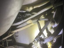 Black cable with blue on terminal hanging loose