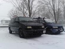 The girls in the snow.