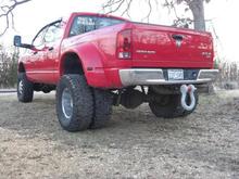 I had to run a 2.5 inch spacer between the rear duals.