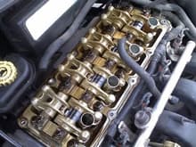 Taken during Nemo's valve cover gasket job. The poor thing was SO neglected, her oil was solid BLACK when I first got her.