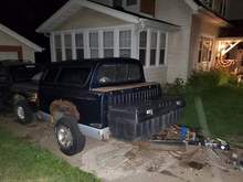 Repurposed the topper on a bed trailer i made from a parts truck.