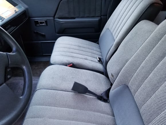A view of the seats and upholstery.  This may not show the old stains as well as it would, but a few remain that wouldn't clean out even with my effort with the carpet cleaner/upholstery cleaner.  Better, but definitely still some stains.