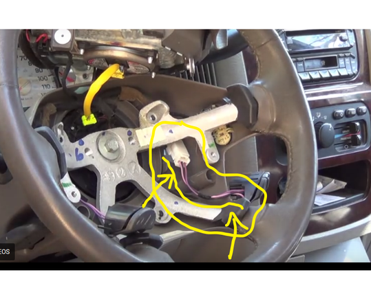 Example of steering wheel, white and wires are what I needed. 