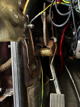 Driver Side Core Mount from inside view. Used the old brace that I cut off and was able to utilize it. 