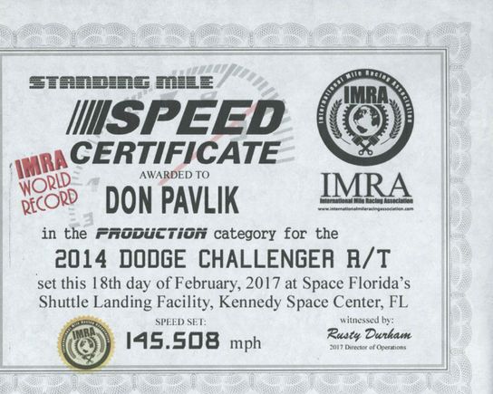 I currently still hold the 1 mile record set at this location on 2-18-2017.