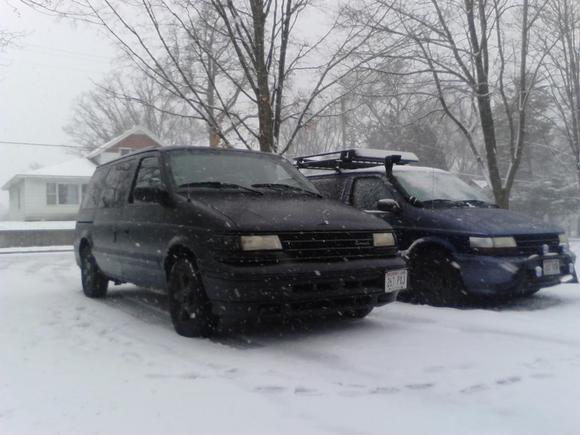 The girls in the snow.