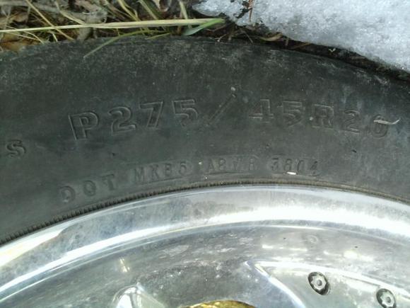 the tire size currently on the rims.