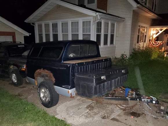 Repurposed the topper on a bed trailer i made from a parts truck.