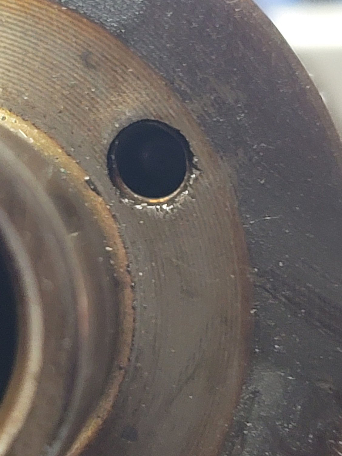 Camshaft hole where the dowel pin was. 