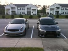 03' G35 (gray) &quot;Mine&quot;/09 Evo X (gray) &quot;Conners&quot;..
I raced this car and lost 1,000$...