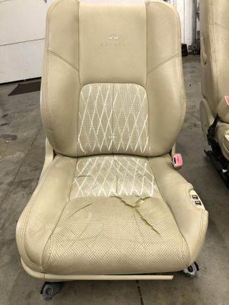 The front seat getting drawn out for stitching 