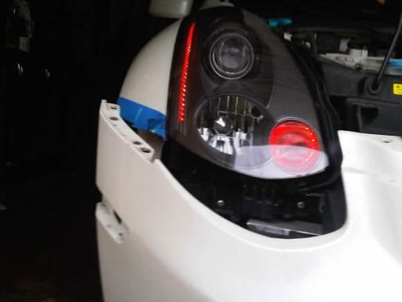 G35 LED strip and projector LED turn signal close up