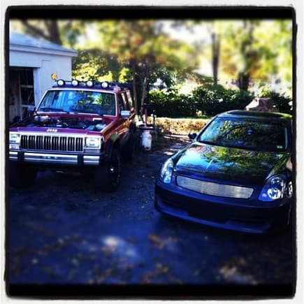 My babies

04 G35 SEDAN 

88 JEEP XJ SPORT