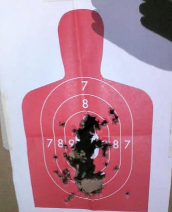 1911's mainly .45 acp with some 9mm @ 10 yds