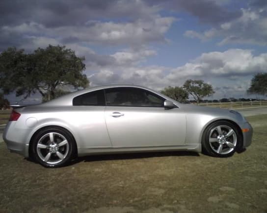 Needed new Tires plus the stock rims were all jacked up so i put my 350Z stock rims . till i get rims for the girl