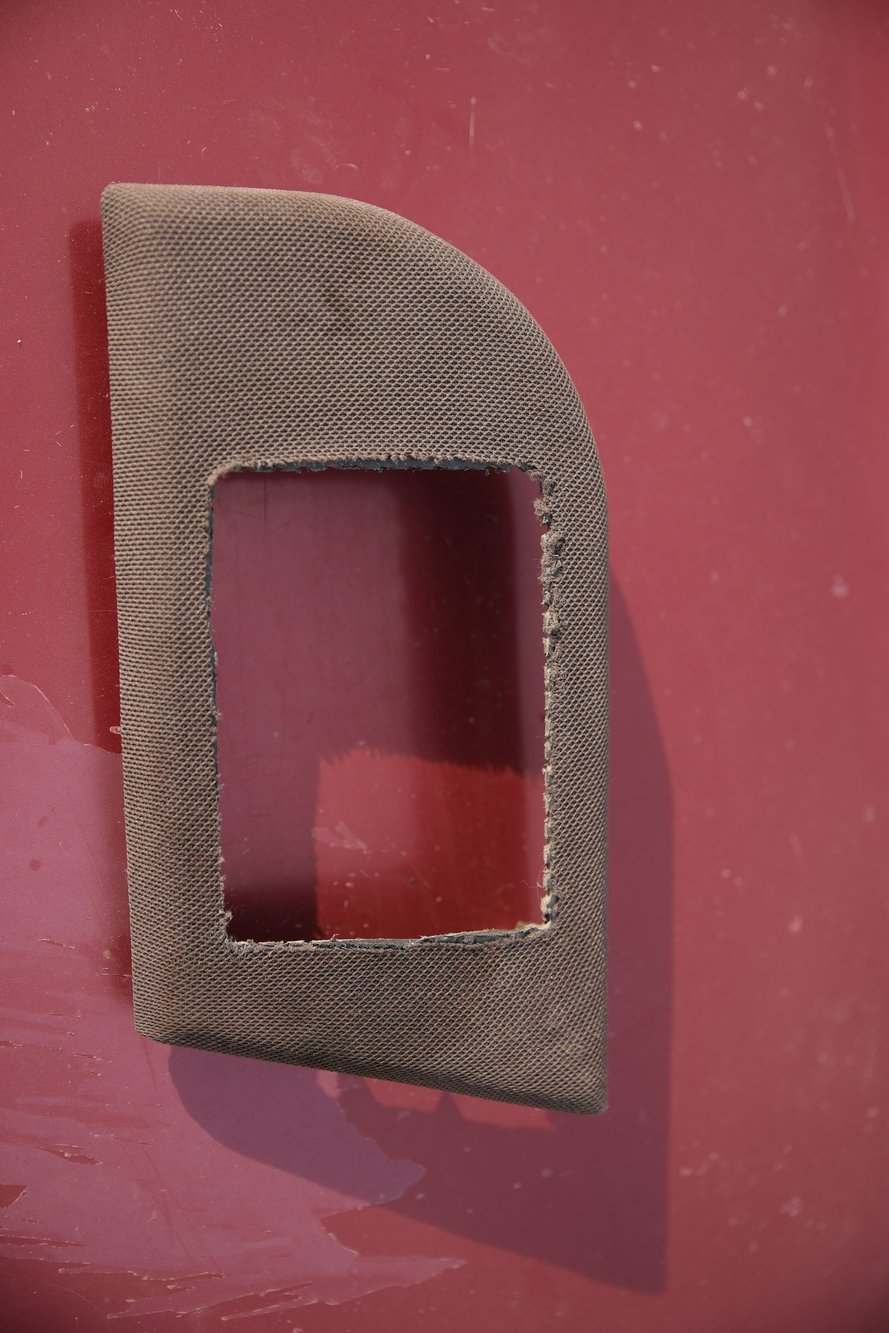 Parts car cover after being cut out