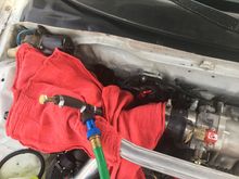 Used this adapter kit from Autozone.  The bolt plug was custom.