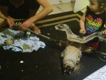 Im taking the axle apart and my lil one is cleaning the diff
