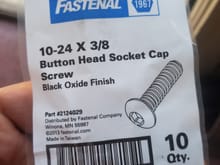 3/8in screws for the baffle plate