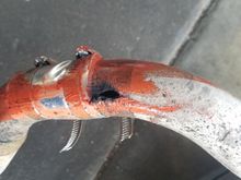 Old b pipe. There were 7 other holes like this throughout the pipe. You know its bad when your kids tell you that the exhaust smells nice from inside the car....time for new system.