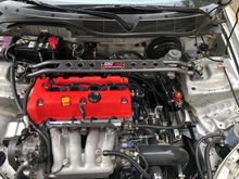 Stock internally with Hybrid intake, Ktuned 4-1 header, and catted apexi WS2 exhaust.

Added PS with the hybrid racing kit.

S2000 CMC, Ktuned slave cylinder, ktuned brake booster line.

Tucked headlight harnesses on both sides.

Waiting for skunk2 ultra street manifold, ktuned 70mm throttle body, and hybrid tucked fuel line.

Last will be a tucked harness.