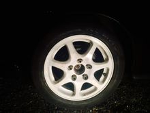 Rear wheel with outer axle part installed