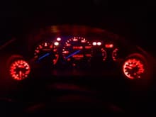 red glowing gauges
