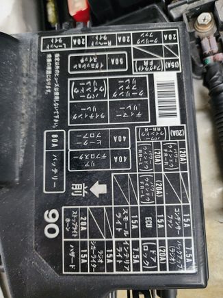 Closer view of fuse panel inside engine compartment 