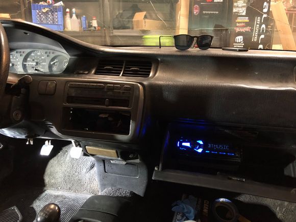 “Tucked radio”. Also need to paint the ashtray... gauges will fill the void in the dash.