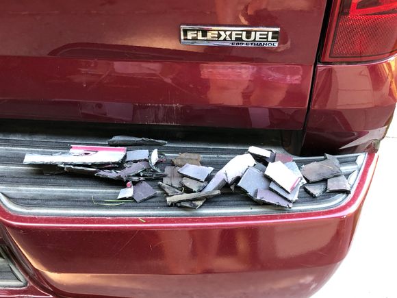 Had to trim quite a bit of bumper off to fit the intercooler. Here are some of the small pieces. 