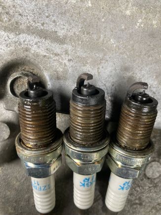 45 and six again I had swapped them with one, two and three, that were very good looking plugs, and of course the front bank has oil on them