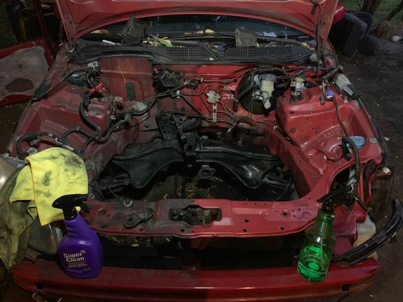 The purple cleaner started to take paint off in some areas so I used it very lightly and mostly used soapy water and microfiber towels. 