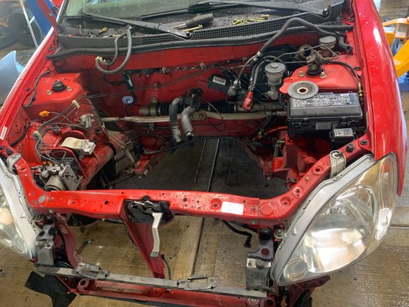 Getting cleaned up. Firewall mat removed. Still have some small brackets in gonna remove. I’d also like to remove abs. 
