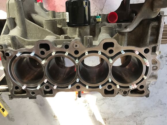 Filled with moroso block filler. I'll let it harden up for about a day then remove the straws which block the coolant passages so they will still flow. This is before it was poured. 