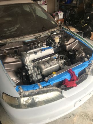 K20A2 intake manifold, KTUNED fuel rail and coolant bypass installed.
