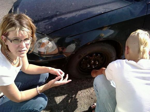 Tire blew driving on the highway, luckily my brother came to help bringing tools