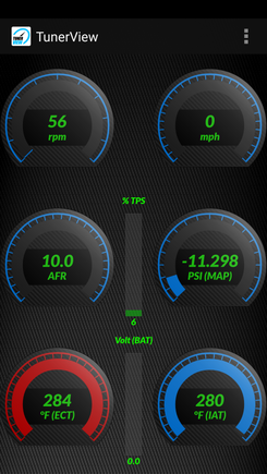 This is a screenshot with the engine running and holding throttle at 6%. The engine is cold, around 75*F, and is at about 2600rpm. Ambient temp is about 48*F.