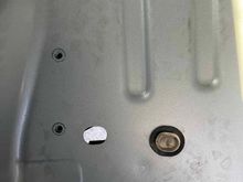 Fully exposed hole to the ground. The plug I have does fit. It's 1.5 Inches long and 1.25 Inches wide