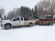 My F350 and flat deck to haul the rover home. 