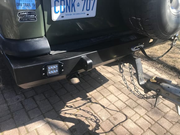 I finished dabbing my rear bumper and got it mounted today, I still have some wiring and painting left to do  I need to run a heavy gauge wire to the front for the winch and wire up the trailer plug still. 