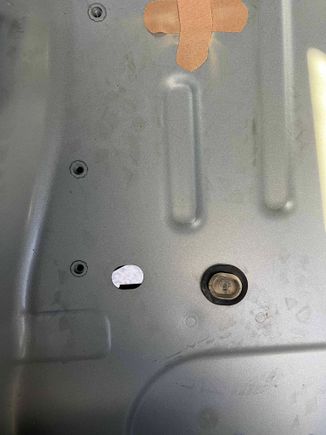 Fully exposed hole to the ground. The plug I have does fit. It's 1.5 Inches long and 1.25 Inches wide